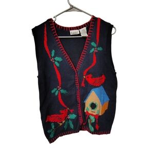 Vintage Capacity Women's Size Large Knit Bird Vest Grannycore  Cottagecore